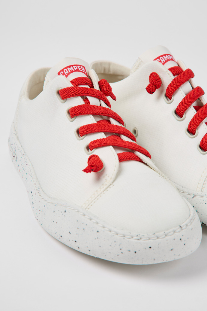 Close-up view of Peu Touring White textile sneakers for women