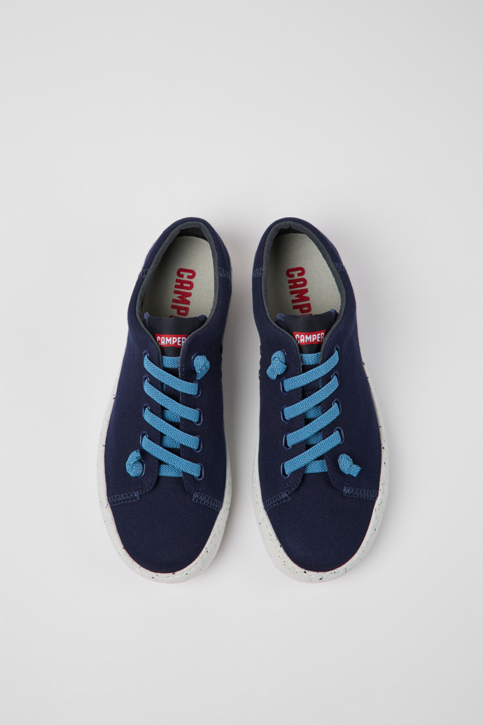 Overhead view of Peu Touring Blue textile sneakers for women