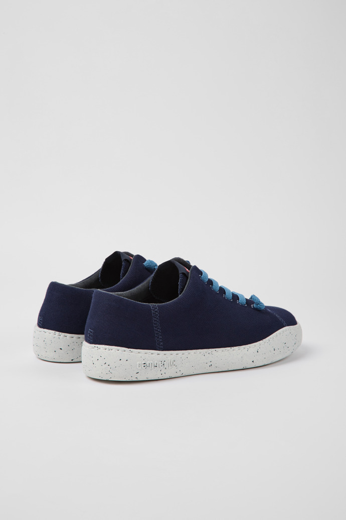 Back view of Peu Touring Blue textile sneakers for women