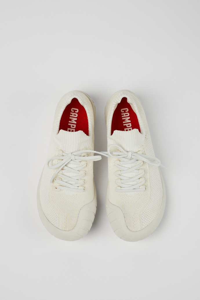 Overhead view of Peu Path White Textile Sneaker for Women
