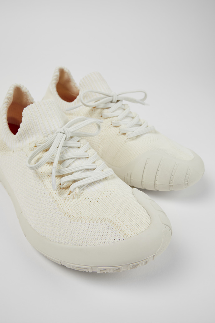 Close-up view of Peu Path White Textile Sneaker for Women