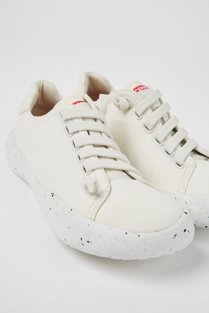 Close-up view of Peu Stadium White textile sneakers for women