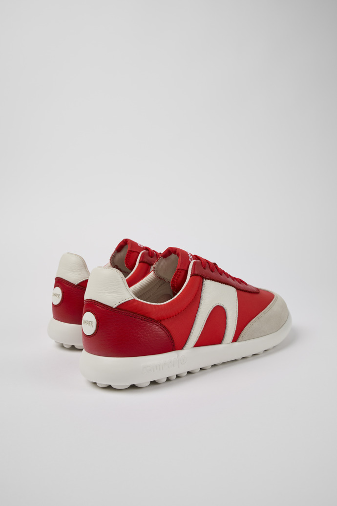 Back view of Pelotas Xlite Red Textile/Leather Sneaker for Women