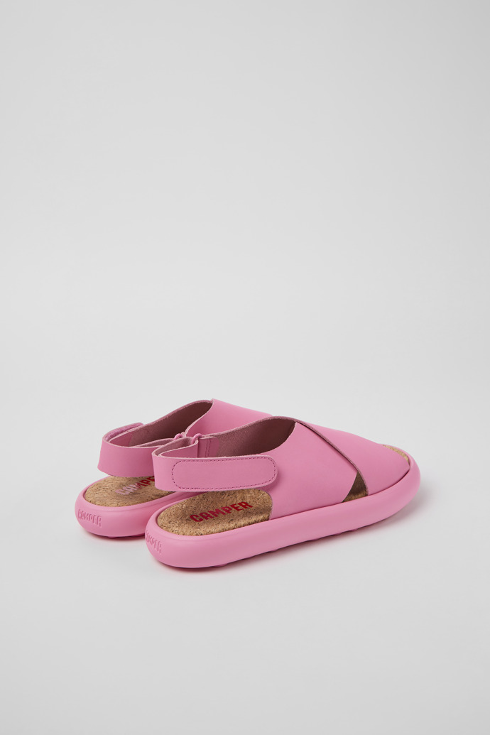Back view of Pelotas Flota Pink leather sandals for women