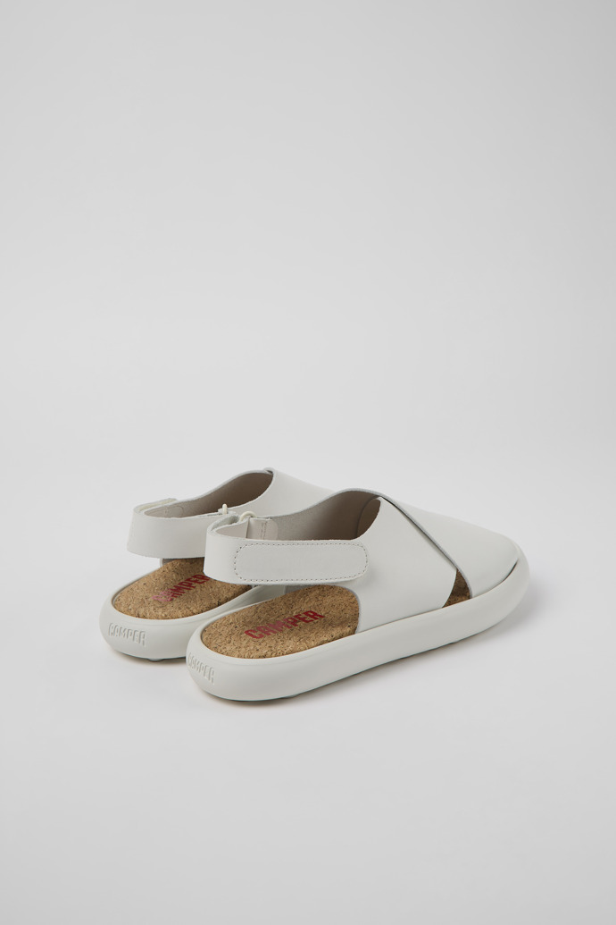 Back view of Pelotas Flota White leather sandals for women