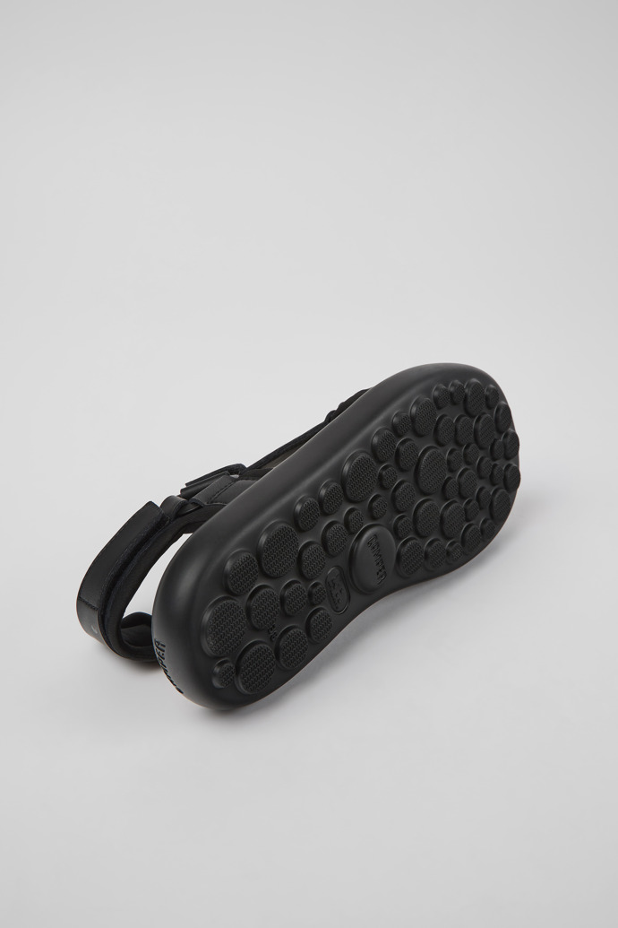 The soles of Pelotas Flota Black leather and textile sandals for women