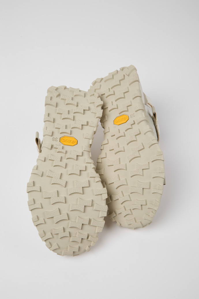 The soles of Drift Trail White textile and nubuck sneakers for women