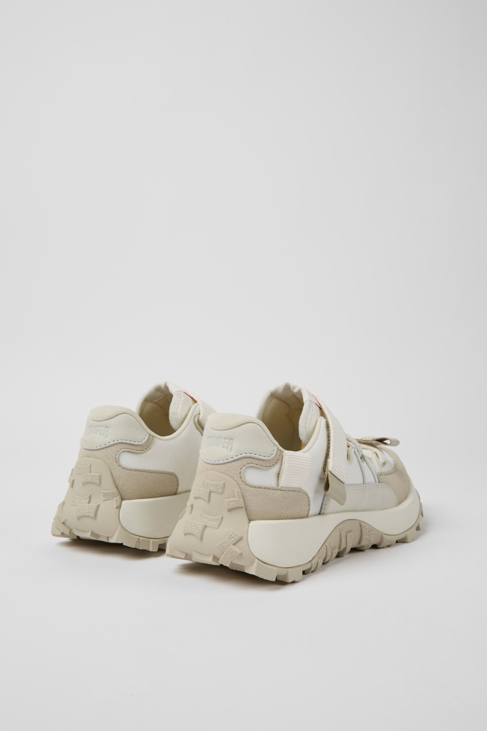 Back view of Drift Trail White textile and nubuck sneakers for women