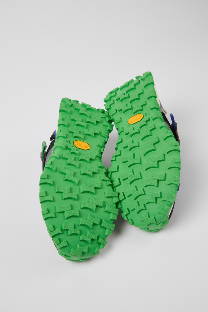Twins 黑綠拼色布面拼接磨砂革女士運動鞋鞋底