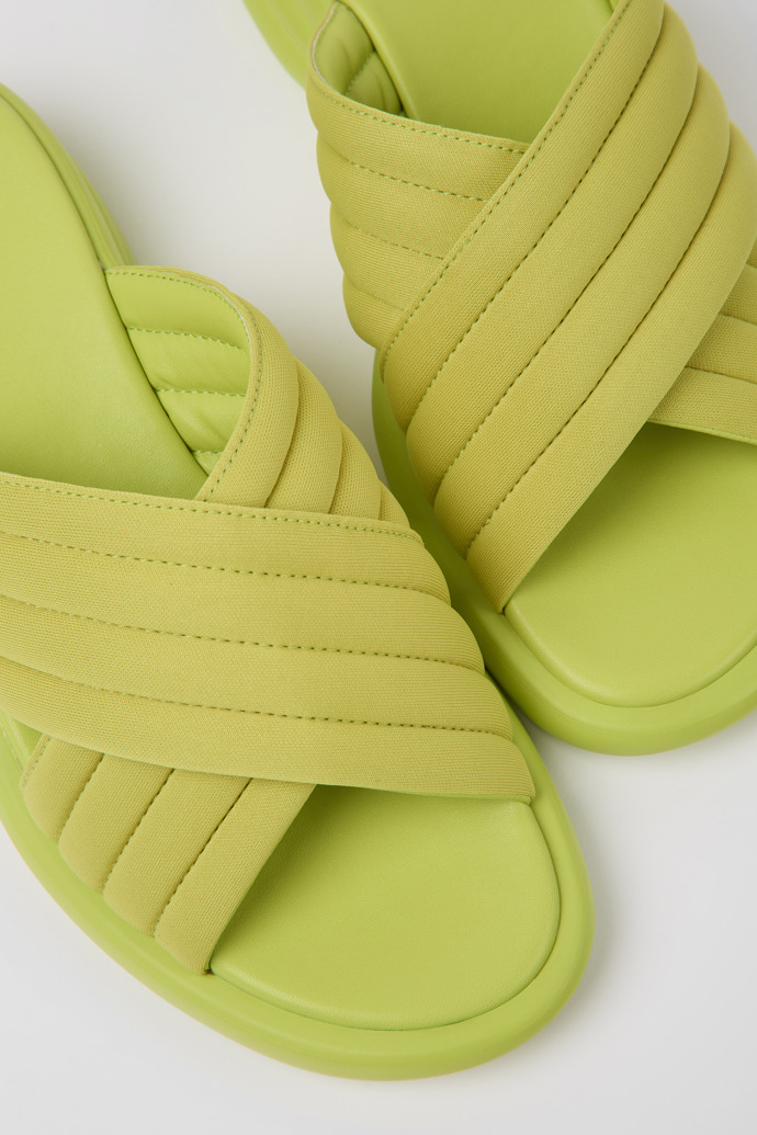Close-up view of Spiro Green textile sandals for women