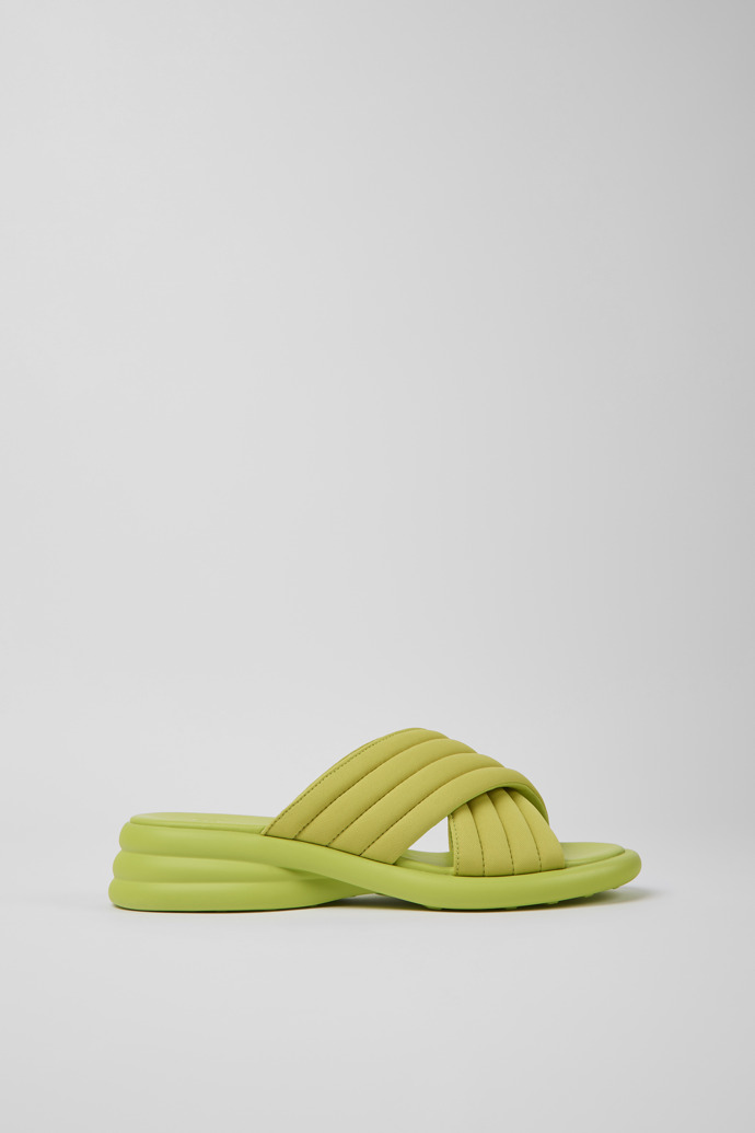 Image of Side view of Spiro Green textile sandals for women