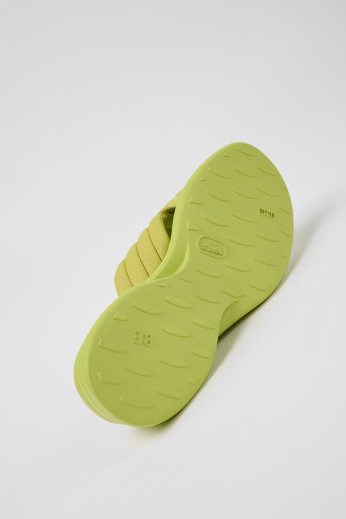 The soles of Spiro Green textile sandals for women