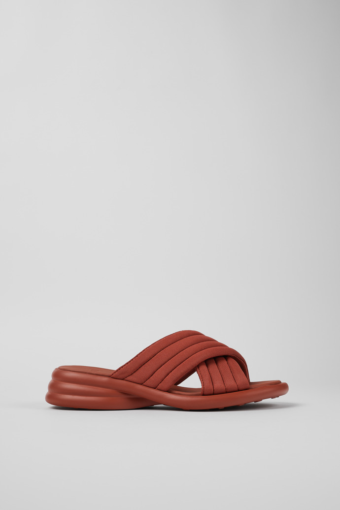 Image of Side view of Spiro Red Textile Cross-strap Sandal for Women