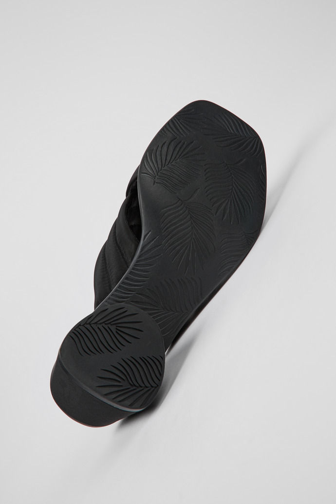 The soles of Kiara Black Textile Cross-strap Sandal for Women