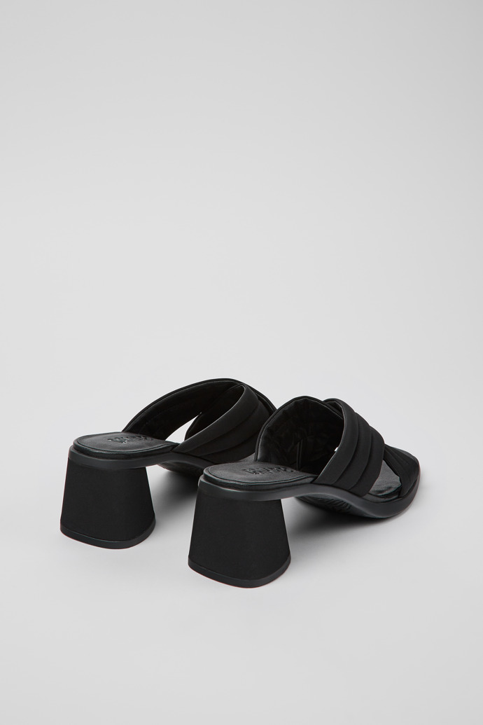 Back view of Kiara Black Textile Cross-strap Sandal for Women