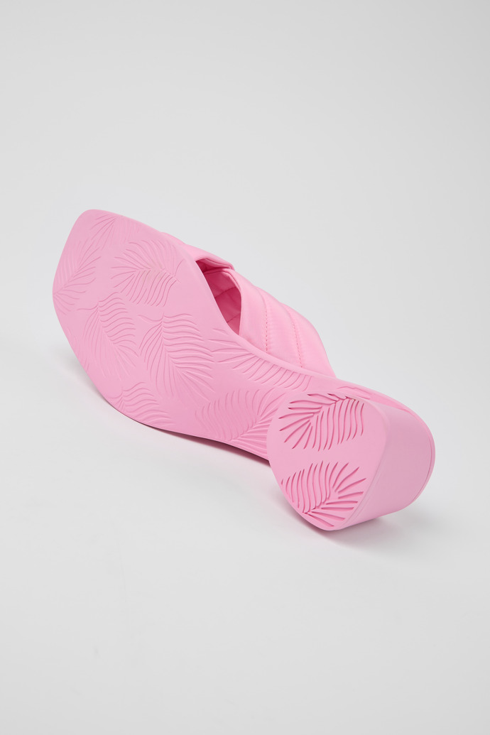 The soles of Kiara Pink Textile Cross-strap Sandal for Women