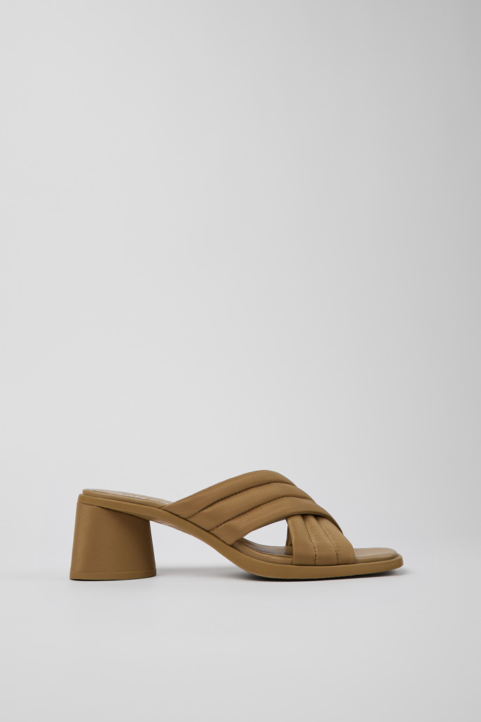 Side view of Kiara Brown Textile Cross-strap Sandal for Women