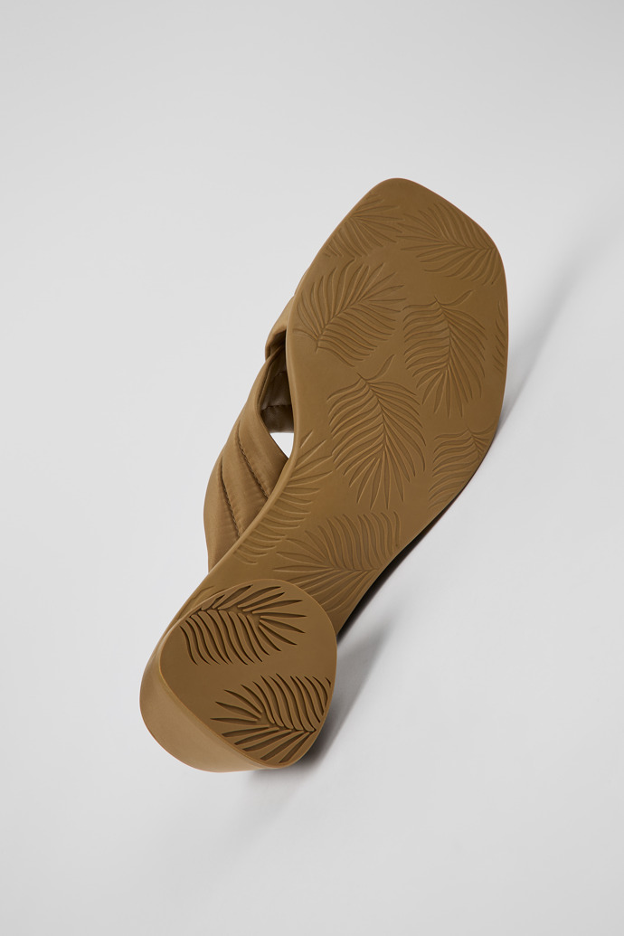 The soles of Kiara Brown Textile Cross-strap Sandal for Women
