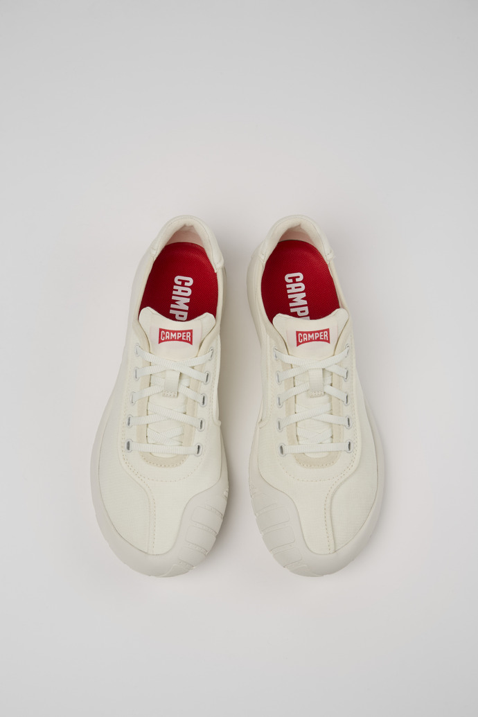 Overhead view of Peu Path White Recycled PET Women's Sneaker.