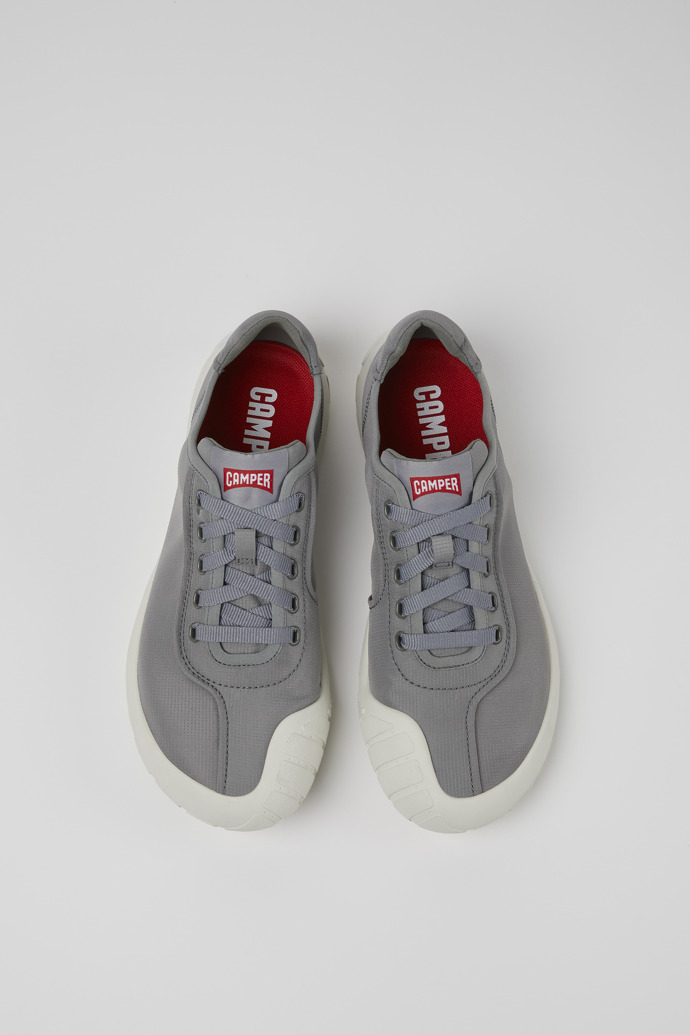 Overhead view of Path Gray textile sneakers for women