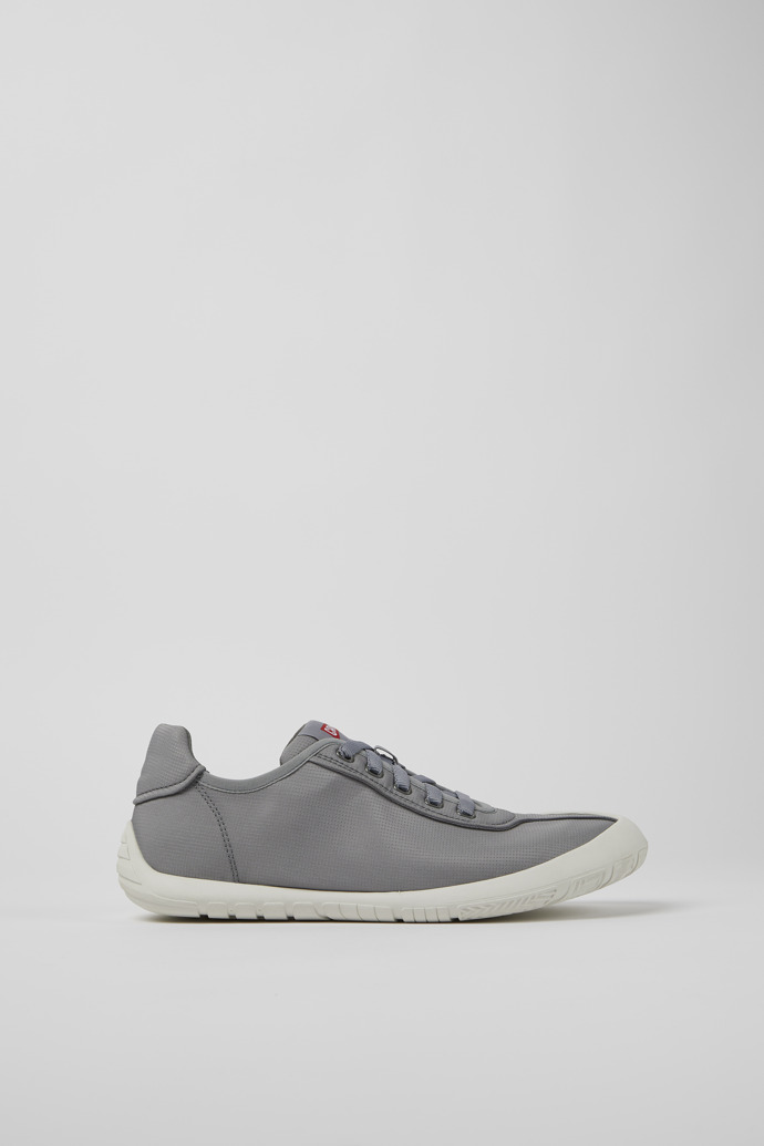 Side view of Path Gray textile sneakers for women