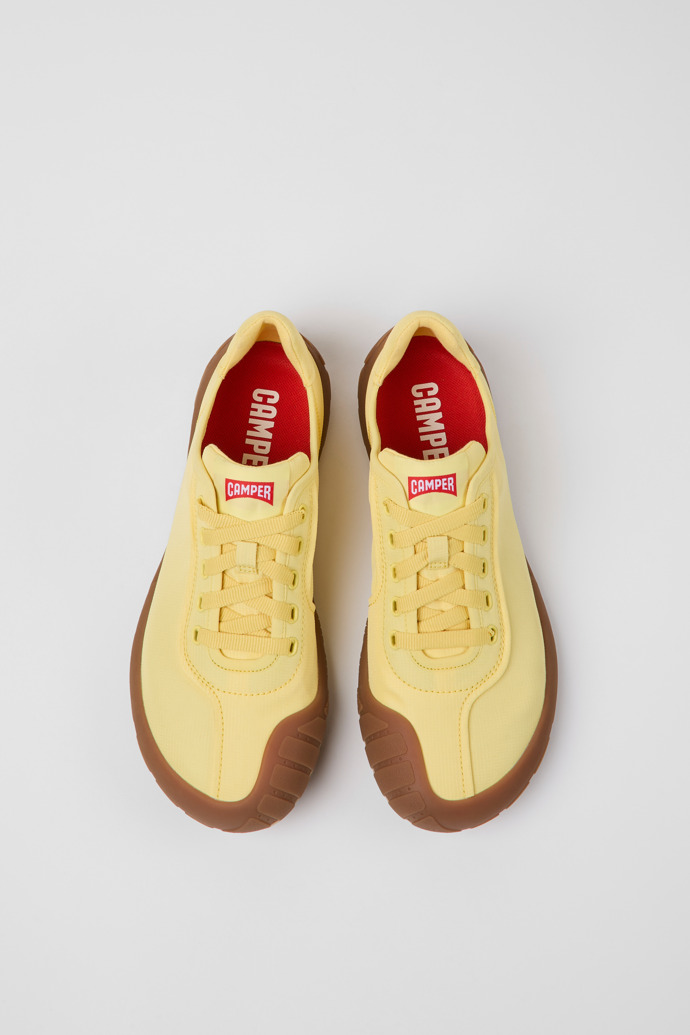 Overhead view of Path Yellow textile sneakers for women