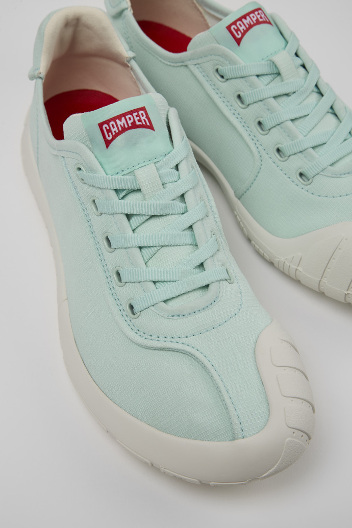 Close-up view of Peu Path Blue Textile Sneaker for Women