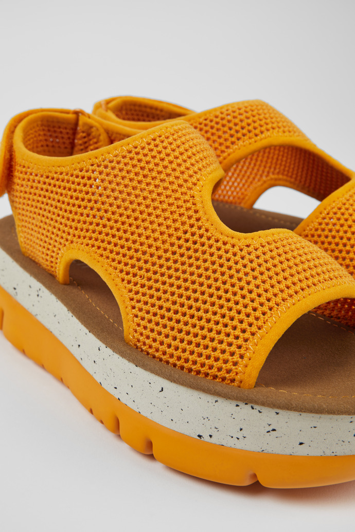 Close-up view of Oruga Up Orange Textile Sandal for Women