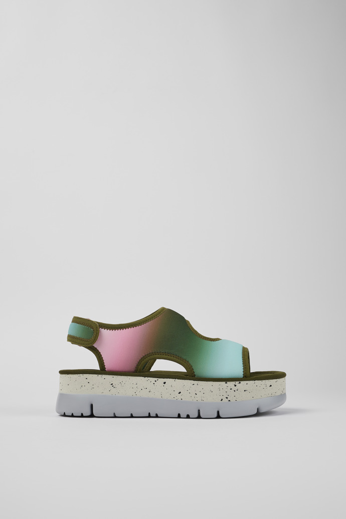 Side view of Twins Multicolored Textile Sandal for Women