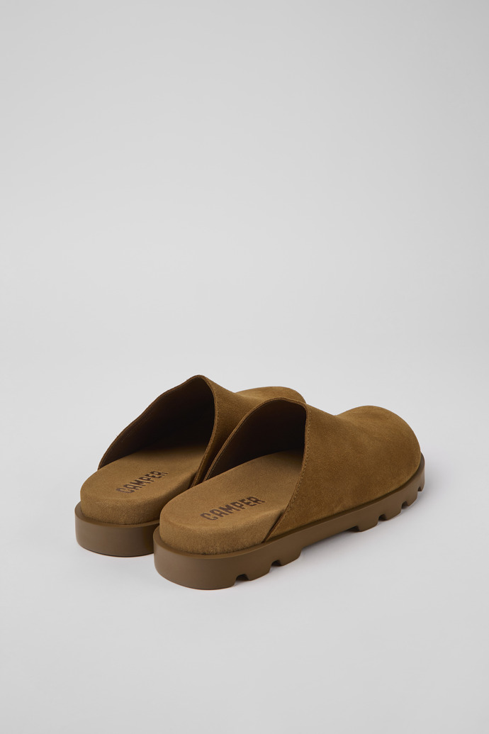 Back view of Brutus Sandal Brown leather clogs for women