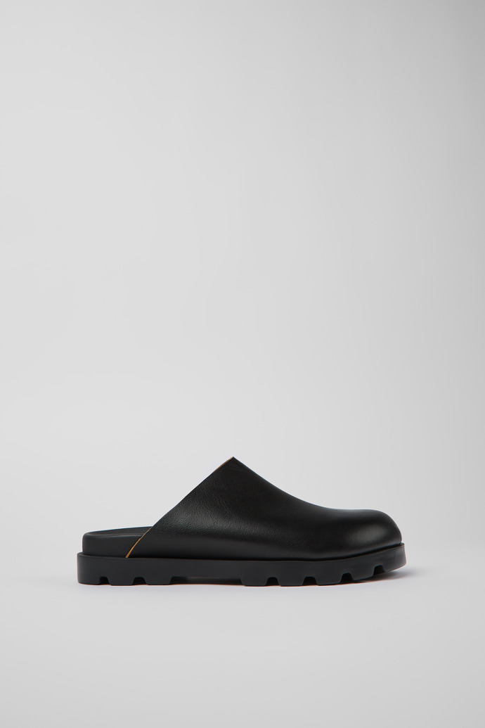 Image of Side view of Brutus Sandal Black Leather Clog for Women
