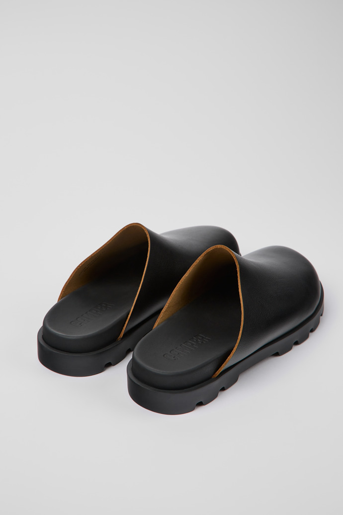Back view of Brutus Sandal Black Leather Clog for Women