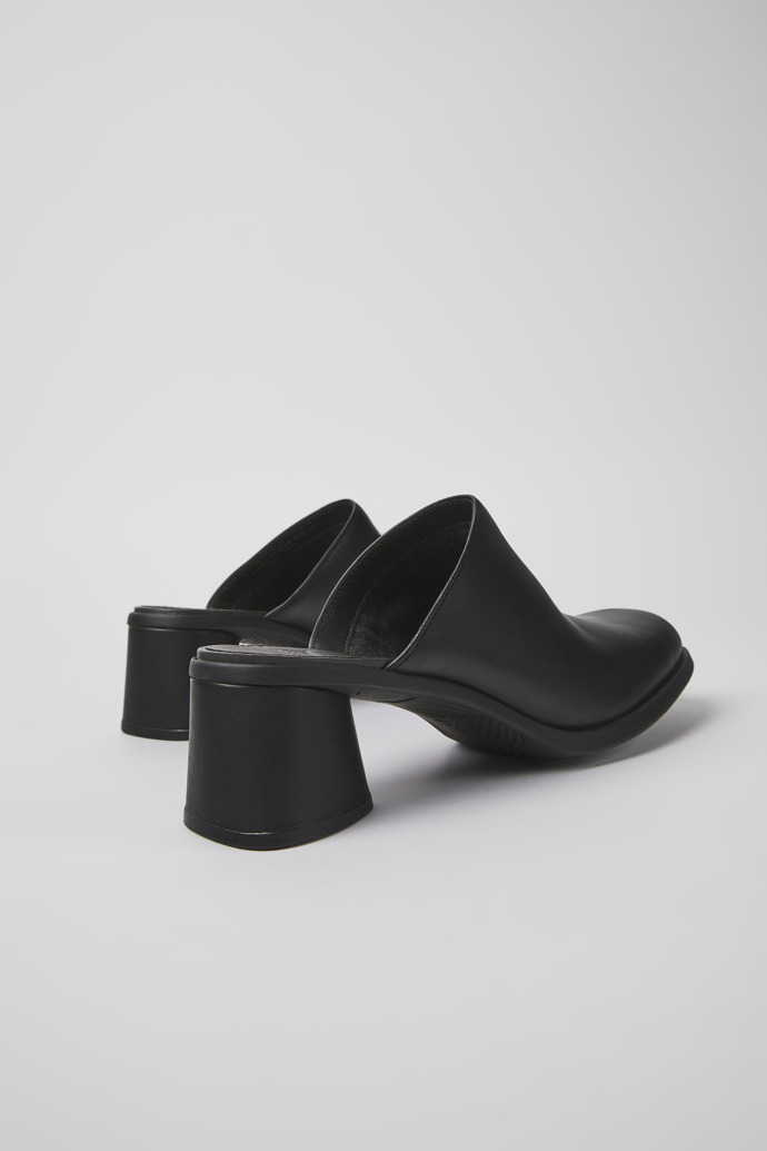 Back view of Kiara Black leather mules for women