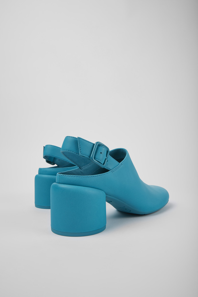 Back view of Niki Blue leather heels for women