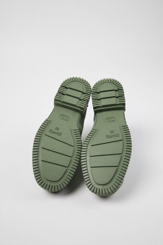 The soles of Pix Green recycled leather shoes for women
