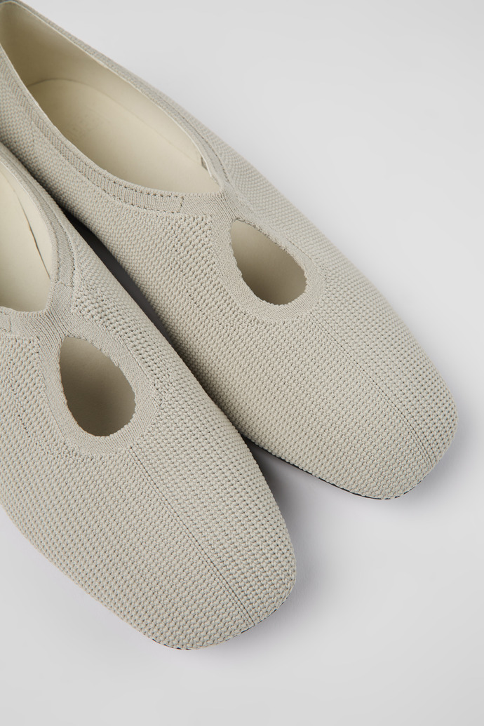 Close-up view of Casi Myra Gray one-piece knit ballerinas for women