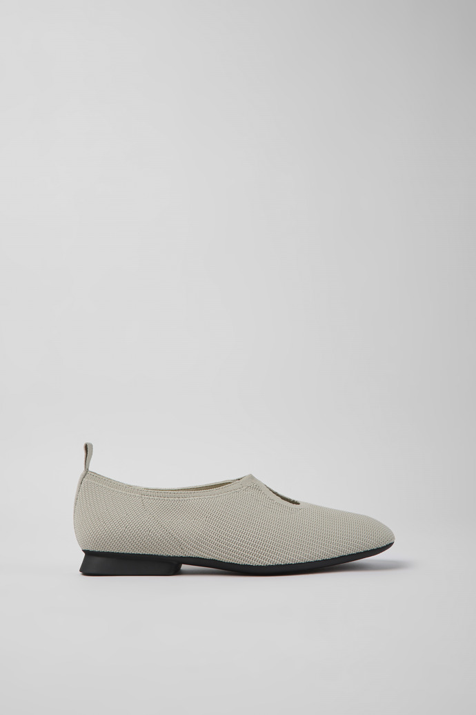 Side view of Casi Myra Gray one-piece knit ballerinas for women