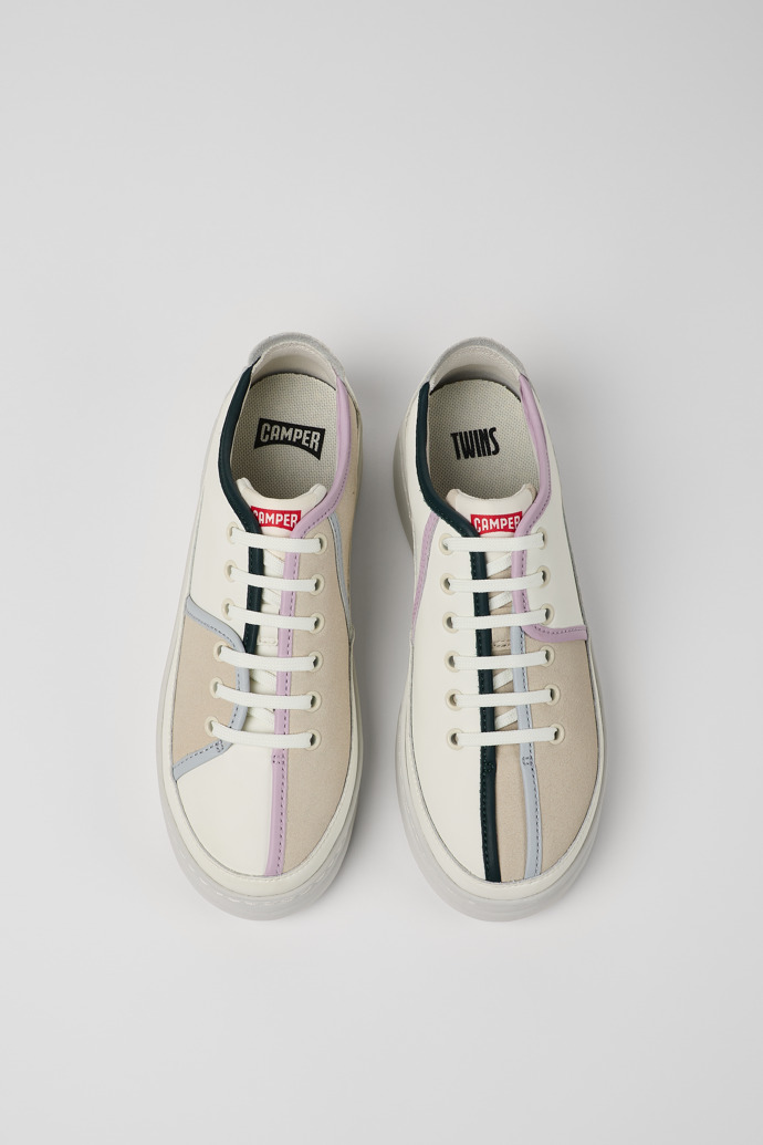 Overhead view of Twins Multicolored Leather and Nubuck Sneaker for Women