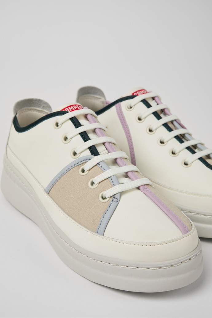 Close-up view of Twins Multicolored Leather and Nubuck Sneaker for Women