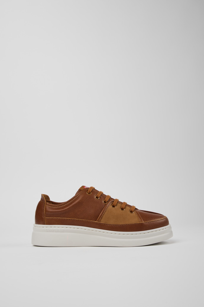 Side view of Twins Red Full Grain Sneakers for Women.