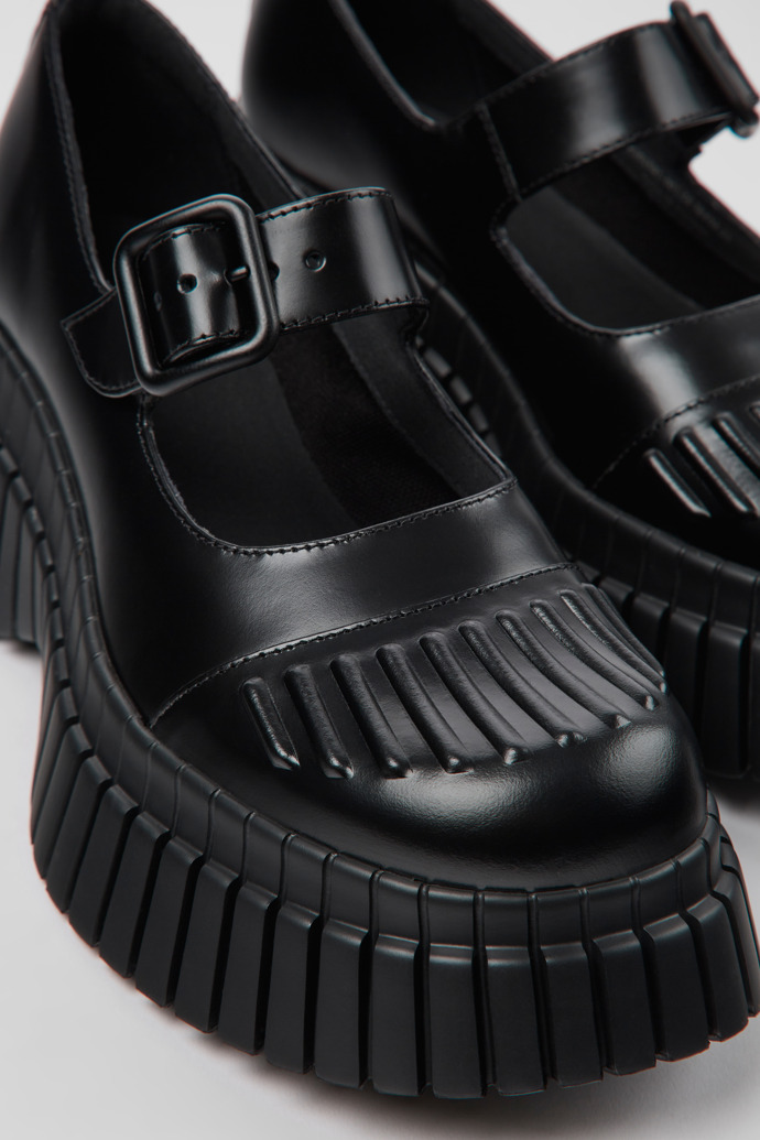 Close-up view of BCN Black leather shoes for women