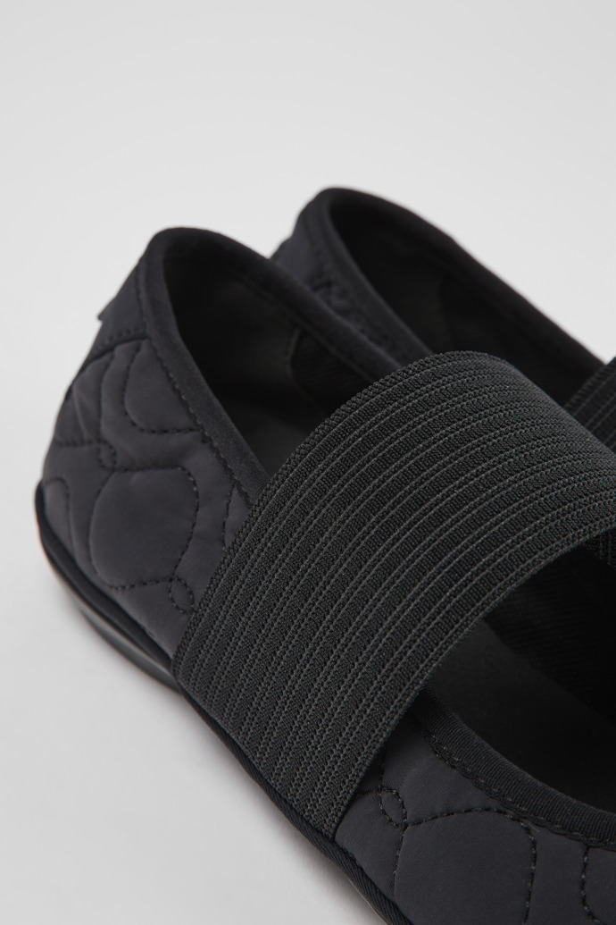 Close-up view of Right Black textile ballerinas for women