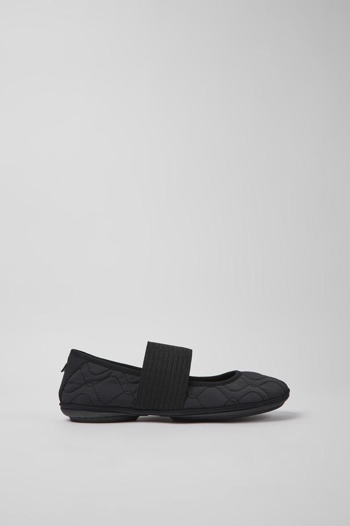 Image of Side view of Right Black textile ballerinas for women