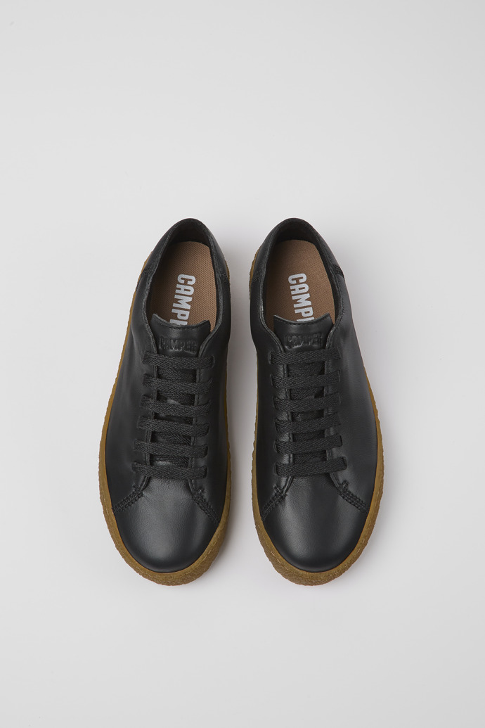 Overhead view of Peu Terreno Black Leather Sneakers for Women
