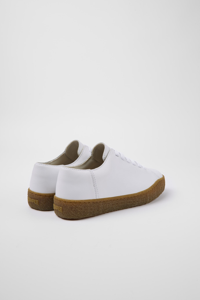 Back view of Peu Terreno White leather shoes for women