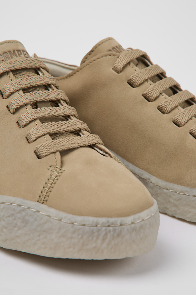 Close-up view of Peu Terreno Beige nubuck shoes for women