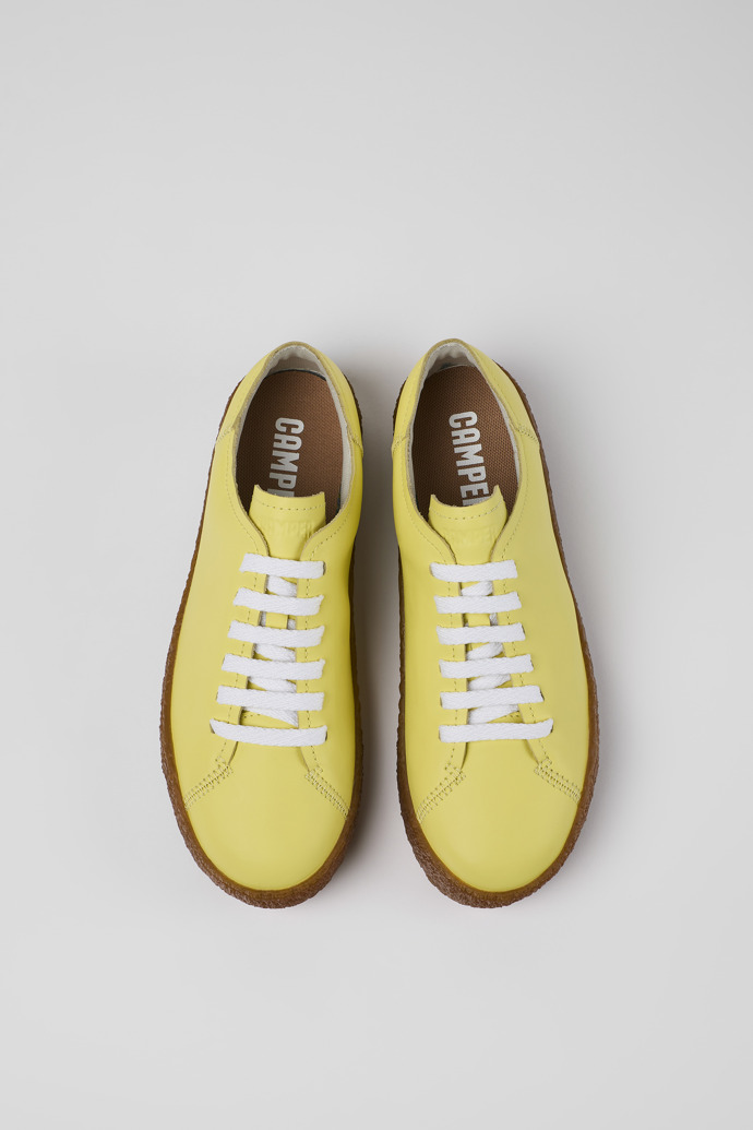 Overhead view of Peu Terreno Yellow Leather Sneaker for Women