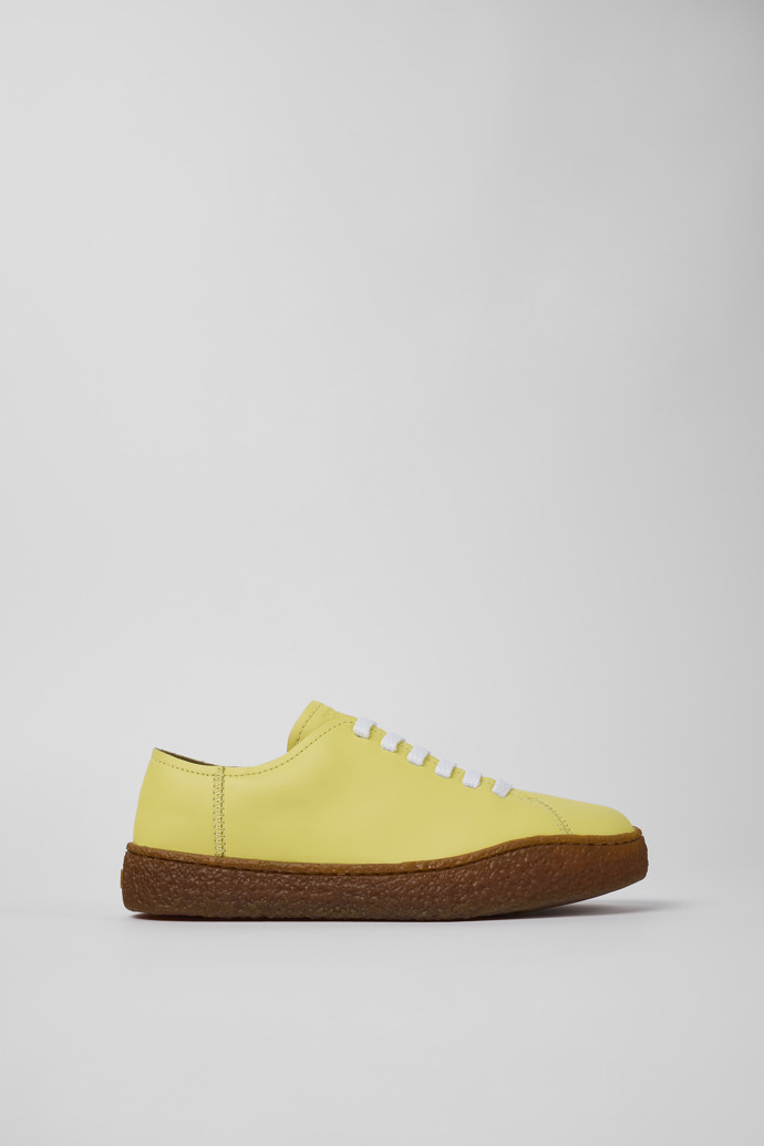 Side view of Peu Terreno Yellow Leather Sneaker for Women