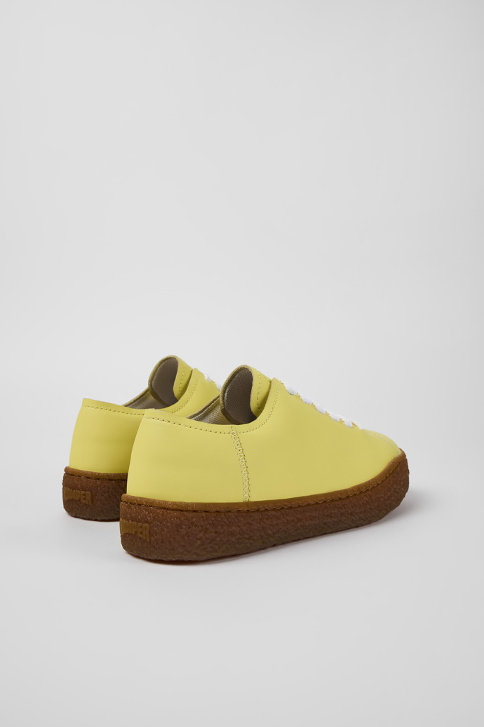 Back view of Peu Terreno Yellow Leather Sneaker for Women