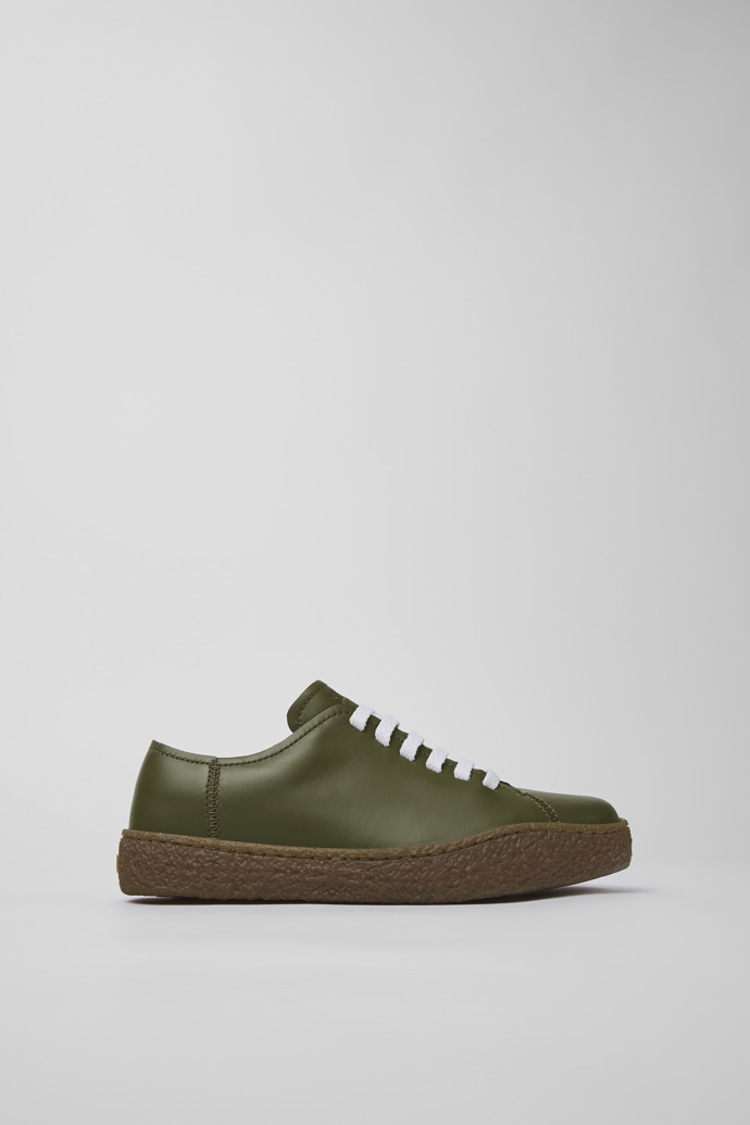 Side view of Peu Terreno Green Leather Sneaker for Women